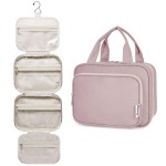 Narwey Hanging Toiletry Bag for Women Travel Makeup Bag Organizer Toiletries Bag for Travel Size Essentials Accessories Cosmetics (Dusty Rose (Medium))