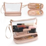 Ethereal Clear Makeup Bag, TSA Travel Makeup Organizer Bag Rose Gold Makeup Bags for Women Small Cosmetic Bag Portable Makeup Bag for Purse
