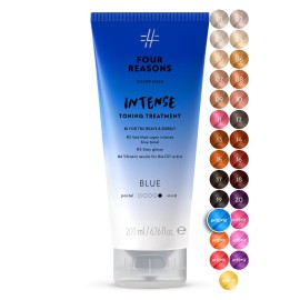 Four Reasons Color Mask INTENSE- Blue - (27 Colors) Intensive Toning Treatment - Color DepositingConditioner - Semi Permanent Hair Dye for Lightened and Colored Hair- 100% Vegan, 6.76 fl oz