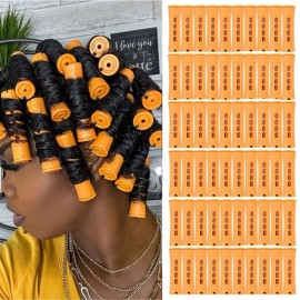 60pcs Perm Rods Set for Natural Hair Cold Wave Rods Hair Rollers for Women\'s Long Medium short Hair Curler Styling DIY Hairdressing ToolsOrange
