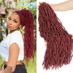24 Inch 7 Packs Soft Locs Crochet Hair Red Color BUG Burgundy New Faux Locs Pre-looped Super Lightweight Synthetic Hair Braids For Black Women (24inch, 7packs, BUG)