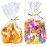 PigPotParty Cellophane Treat Bags 6x9, 50 Pack Clear Goodie Bags, Bottom Gusset for Stand-Up Display, Small Plastic Gift Wrap for Cookies, Candy, Party Favors, Popcorn, Includes 50 Gold Ties