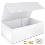 RYDDOY White Gift Box, 9.5x6x3\'\' Gift boxes for Presents with Lids Magnetic Closure Rectangle Collapsible for Bridesmaid Proposal Box, Wedding, Christmas, Halloween, Birthday Gift Packging