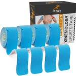 JB Tape Kinesiology Tape - 80 Precut 10-Inch Strips - Blue - Elastic, Latex-Free, Water Resistant - Athletic Muscle & Joint Support - 4 Rolls