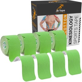 June Bugz Enterprises JB Tape Kinesiology Tape - 80 Precut 10-Inch Strips - Green - Elastic, Latex-Free, Water Resistant - Athletic Muscle & Joint Support - 4 Rolls