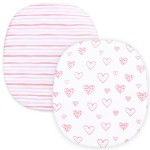 Bassinet Fitted Sheets Compatible with Graco Pack n-Play Dome LX Bassinet(not playard), 2 Pack, 100% Jersey Knit Cotton Fitted Sheets, Pink Print for Baby
