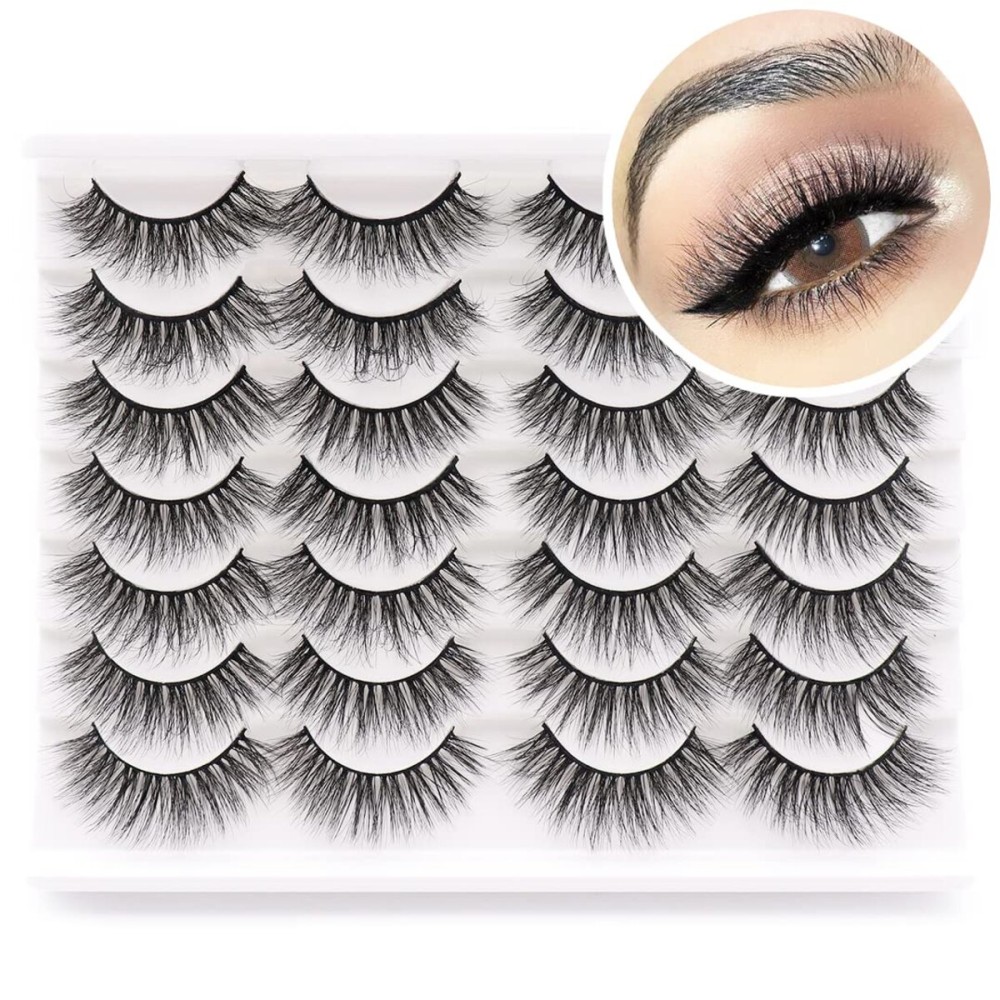 Losha Eyelashes Natural Look Faux Mink Lashes Pack Handmade Fluffy False Eyelashes 14 Pairs Eye Lashes (M809)