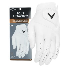 Callaway Golf Tour Authentic Glove (Standard, Large, White 2022, Worn on Left Hand)