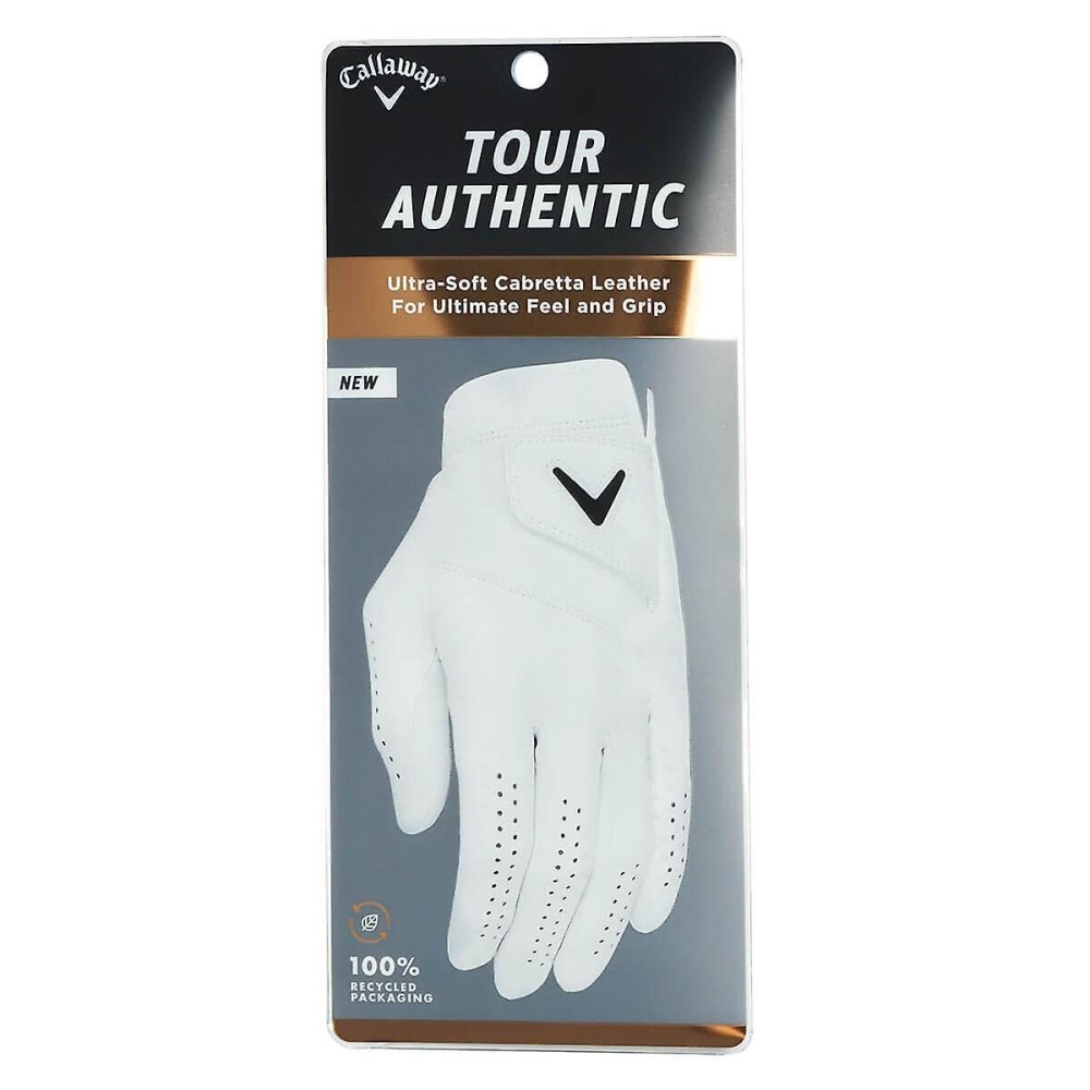 Callaway Golf Tour Authentic Glove (Standard, Medium, White 2022, Worn on Right Hand)