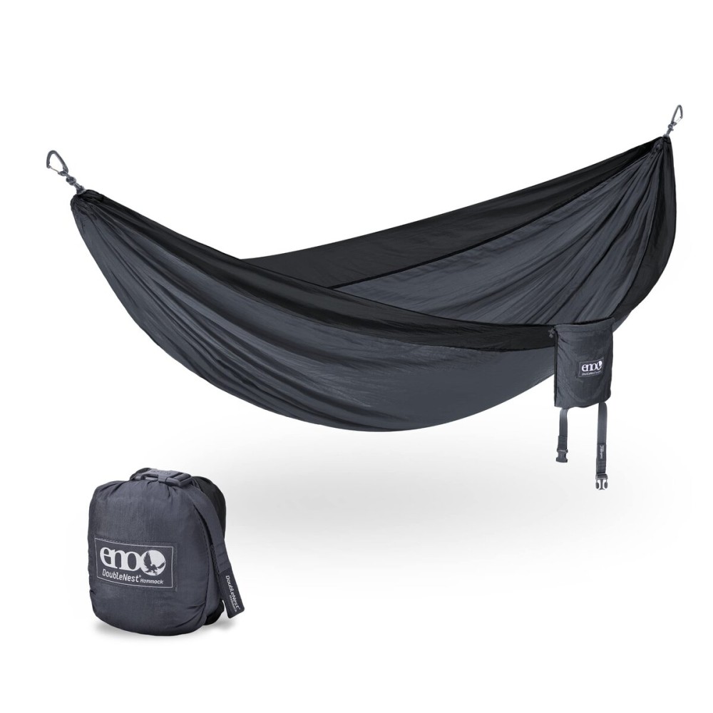 ENO DoubleNest Hammock - Lightweight, Portable, 1 to 2 Person Hammock - for Camping, Hiking, Backpacking, Travel, a Festival, or The Beach - Charcoal/Black