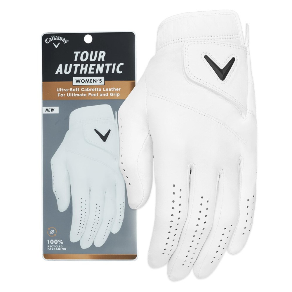 Callaway Golf Tour Authentic Glove (Ladies, Small, White 2022, Worn on Left Hand)