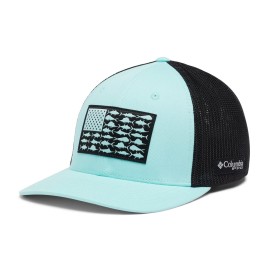Columbia Unisex PFG Fish Flag Mesh Ball Cap - Low, Gulf Stream/Black/Offshore Slam Flag, Small/Medium