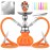 2 Hose Hookah Set 11\'\' Small Shisha Hookah Set With Mini Pumpkin Glass Vase, Ceramic Bowl, Leather Hose, Coal Tong, Hookah Foil, Disposable Tips (Orange)