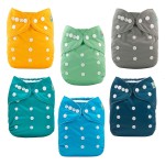 ALVABABY Baby Cloth Diaper 6 Pack with 12 Inserts One Size Cloth Diaper Covers Adjustable Washable Reusable for Baby Girls and Boys