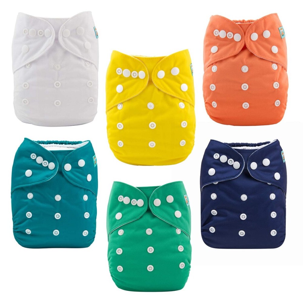 ALVABABY Baby Cloth Diaper 6 Pack with 12 Inserts One Size Cloth Diaper Covers Adjustable Washable Reusable for Baby Girls and Boys