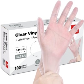 Schneider Clear Vinyl Exam Gloves, 4-mil, XL 100-ct Box, Latex-Free, Disposable Gloves, Medical Gloves, Cleaning Gloves, Food Prep Gloves, Food Safe Rubber Gloves, Powder-Free, Non-Sterile