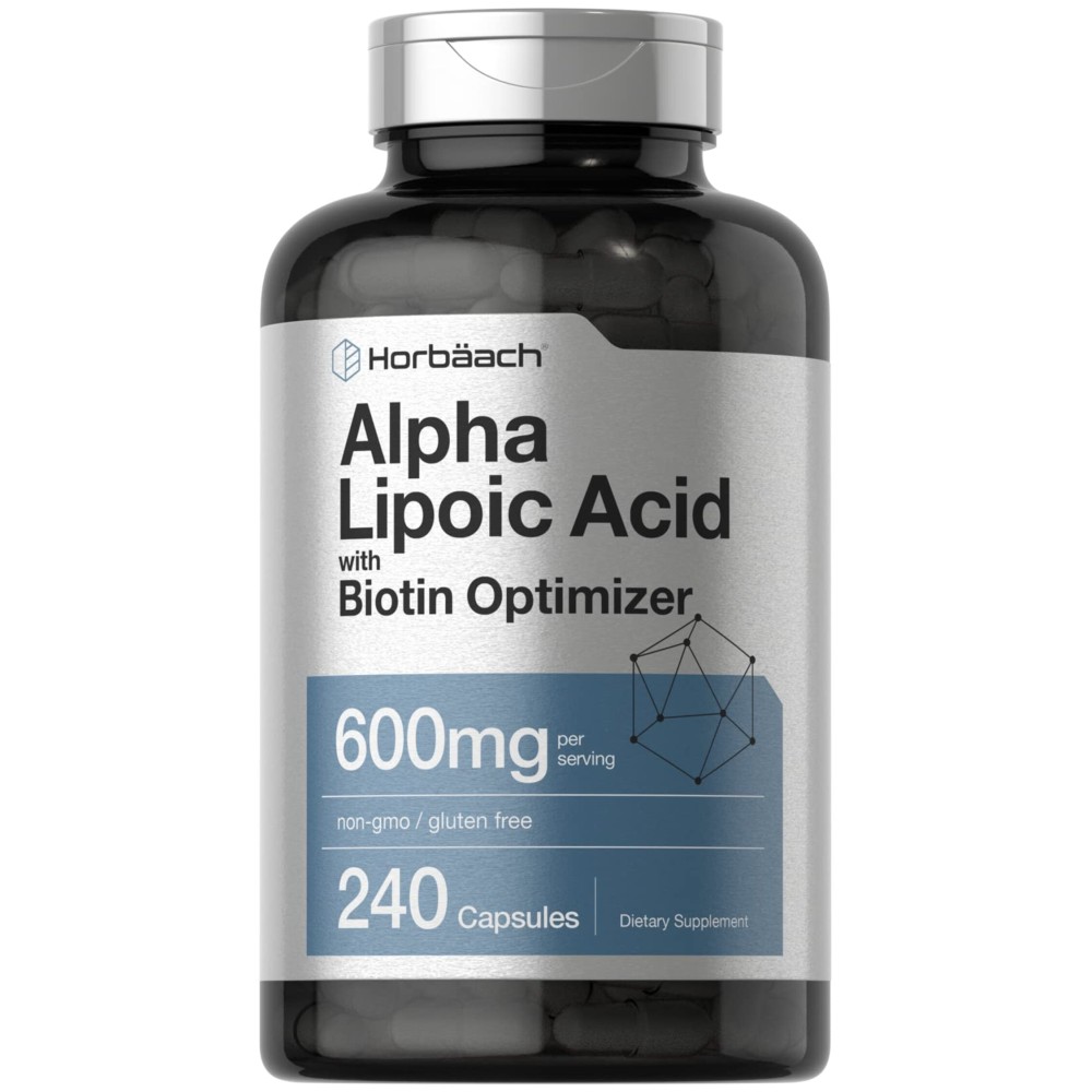 Horbach Alpha Lipoic Acid 600mg | 240 Capsules | with Biotin Optimizer | Non-GMO and Gluten Free Supplement