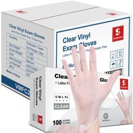 Schneider Clear Vinyl Exam Gloves, 4-mil, Small 1000-ct Case, Latex-Free, Disposable Gloves, Medical Gloves, Cleaning Gloves, Food Prep Gloves, Food Safe Rubber Gloves, Powder-Free, Non-Sterile
