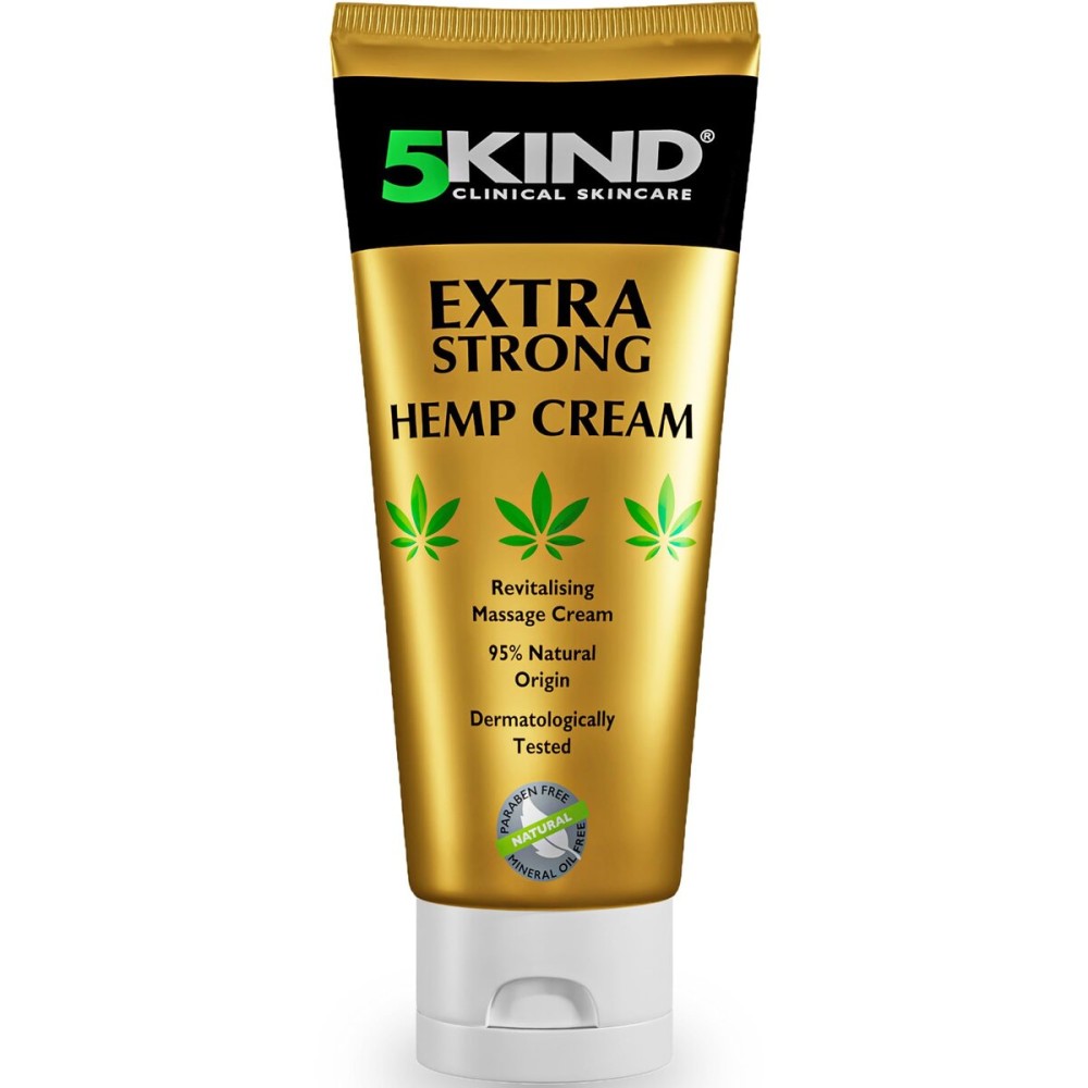 5kind Extra Strong Hemp Cream 3.4 fl oz - Maximum Strength - Natural Soothing Topical Cream - Muscle Rub for Lower Back, Joints, Neck, Knees, Shoulders
