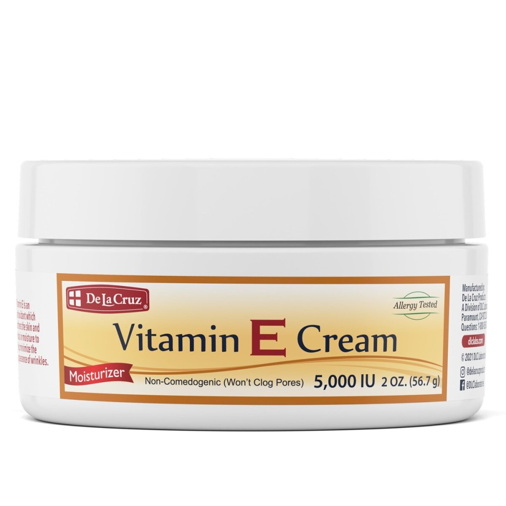 De La Cruz Vitamin E Cream Moisturizer for Face and Neck - Moisturizing Skin Care for All Skin Types - Made in USA