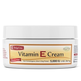 De La Cruz Vitamin E Cream Moisturizer for Face and Neck - Moisturizing Skin Care for All Skin Types - Made in USA