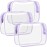 F-color TSA Approved Toiletry Bag - 3 Pack Clear Toiletry Bags Clear Makeup Cosmetic Bags for Women, Quart Size Travel Bag, Carry on Airport Airline Compliant Bag, Macaron Purple(for age 12 or above)