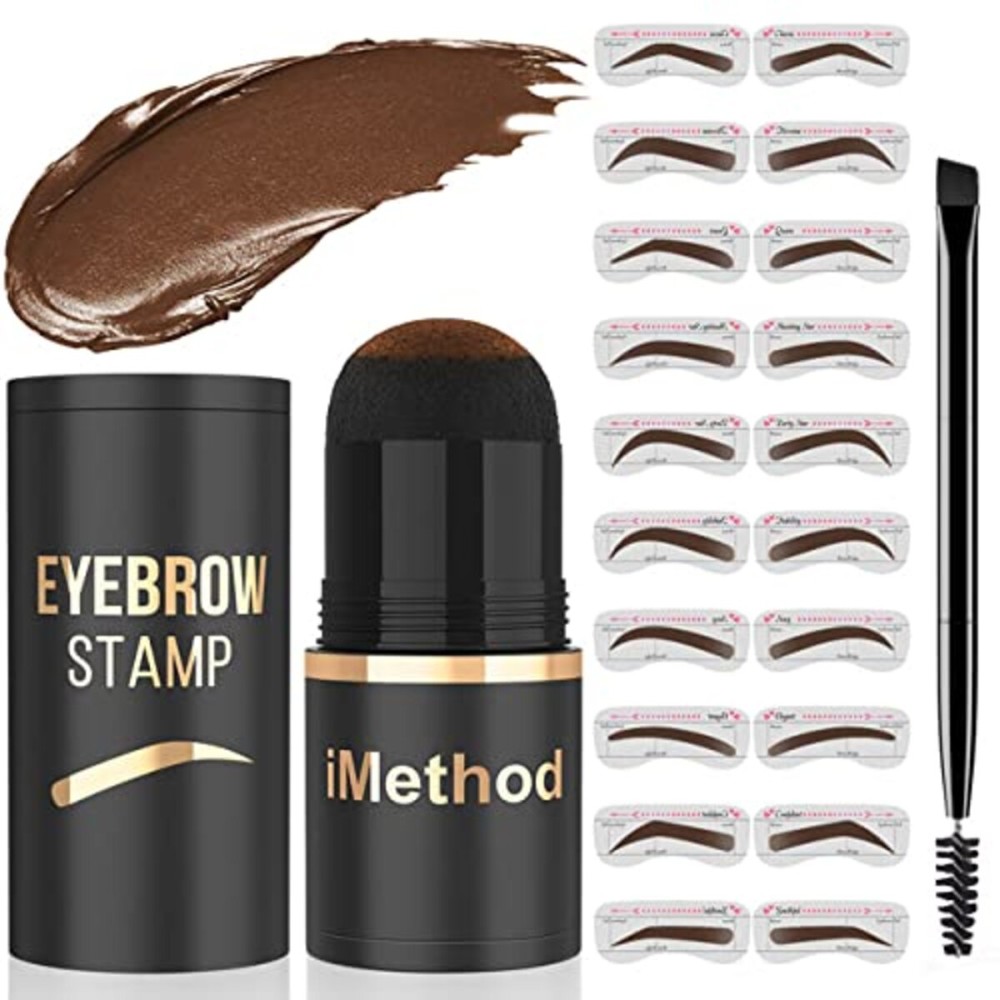 iMethod Eyebrow Stamp and Eyebrow Stencil Kit - Eyebrow Stamping Kit for Perfect Eyebrow Makeup, Eyebrow Pomade, 20 Eye brow Shaping Kit, Easy to Use, Long-Lasting, Reddish Brown