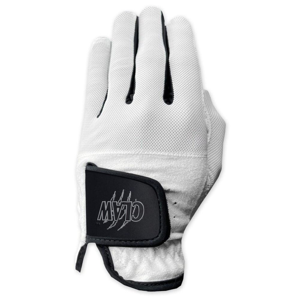 CaddyDaddy Claw PRO Golf Gloves for Men | Flex-Mesh Suede/Design for Cool Ventilation | Lasts 3-5 Times Longer Than Leather | Silicone-Web Coating for Maximum Grip | Washable | White | RH-XL