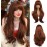 Esmee 26 Inches Long Dark Auburn Wig with Bangs Slightly Curly Hair Ends Natural Synthetic Hair Straight Wigs for Women Daily Party Cosplay Wear..