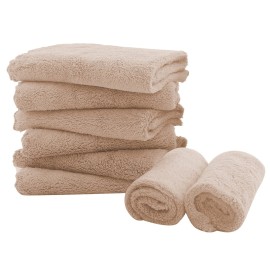 Spotted Play 8 Pack Burp Cloths for Baby - 20\'\' by 10\'\' Ultra Absorbent Coral Fleece Burping Cloths, Newborn Towel - Milk Spit Up Rags - Brown, 8 Piece Set