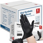 Schneider Large Black Vinyl Exam Gloves, Disposable, Latex-Free, 4mil, Plastic Gloves for Medical, Cooking, Cleaning, and Food Prep, 1000-ct Case