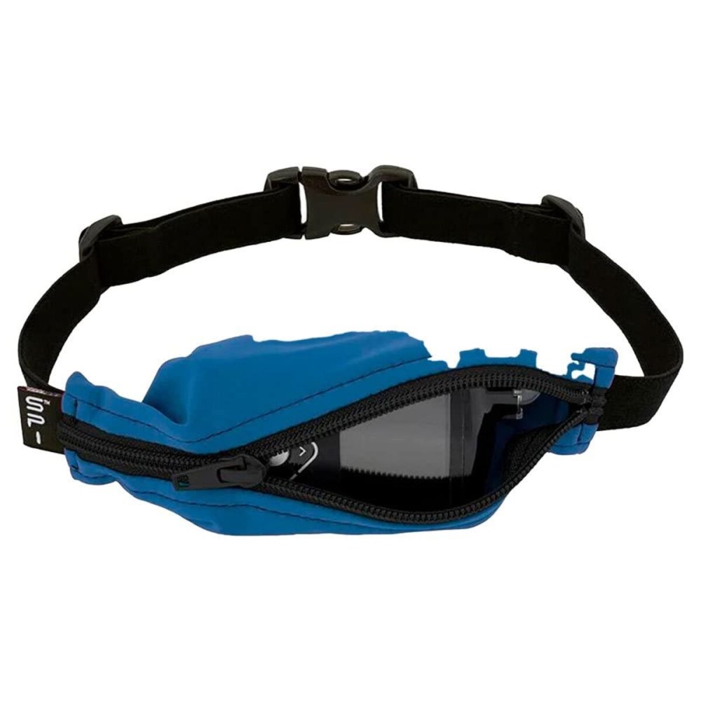 SPIbelt Kids Pocket Belt, Expandable Pocket, Adjustable Waist, No Bounce, No Logo Band, Steel Blue with Black Zipper