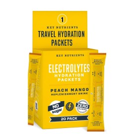 KEY NUTRIENTS Electrolytes Powder Packets - Tropical Peach Mango 20 Pack Hydration Packets - Travel Hydration Powder - No Sugar, No Calories, Gluten Free - Made in USA
