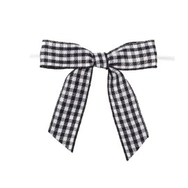 7Rainbows 30pcs 2.5 Buffalo Check Plaid Ribbon Twist Tie Bows Gingham Ribbon Bows for Tying Up Packages Gift Wrapping Christmas Tree(Black and White)