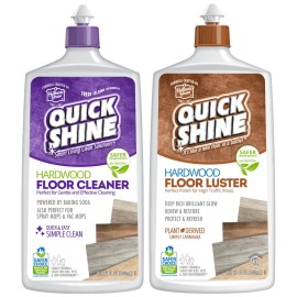 Quick Shine Hardwood Floor Cleaner & Wood Floor Polish w/Plant-Derived Carnauba 2-27oz Bottles, Removes Scratches, Safer Choice, A Clean That Can Be Seen