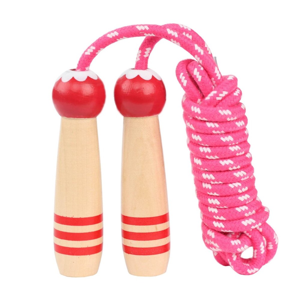 Jump Rope Kids,8.5ft Adjustable Cotton Skipping Rope with Wooden Handle for Boys and Girls Fitness Outdoor Exercise (Red)