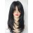 Natural Black wig with bangs Layered Wigs for white Women black hair wig Synthetic Wigs Flow out Curl for White Women (Black)