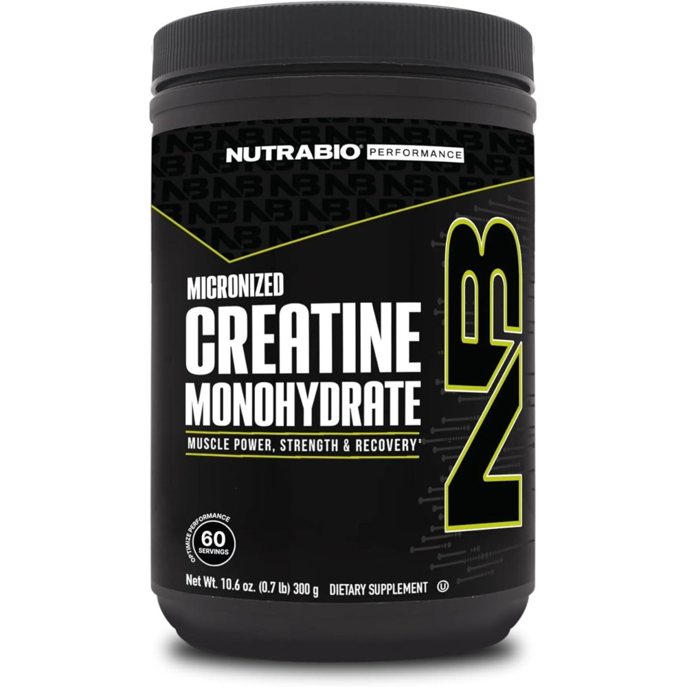 NutraBio Pure Micronized Creatine Monohydrate Powder Supplement, Unflavored, (300 g) - Supports Bulk Muscle Energy, Recovery, and Strength - HPLC Tested Creatine Powder Supplement for Men and Women