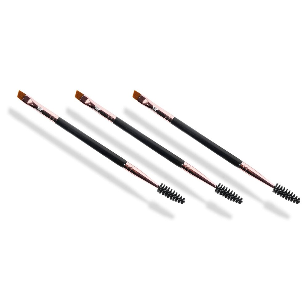 Existing Beauty Henna Eyebrow Brush - Dual Sided Brow Brush with Spoolie - 3 Count (Pack of 1) - Black