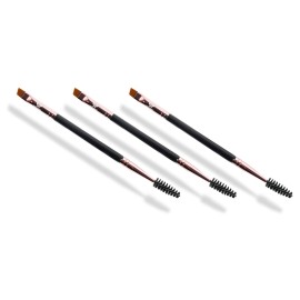 Existing Beauty Henna Eyebrow Brush - Dual Sided Brow Brush with Spoolie - 3 Count (Pack of 1) - Black
