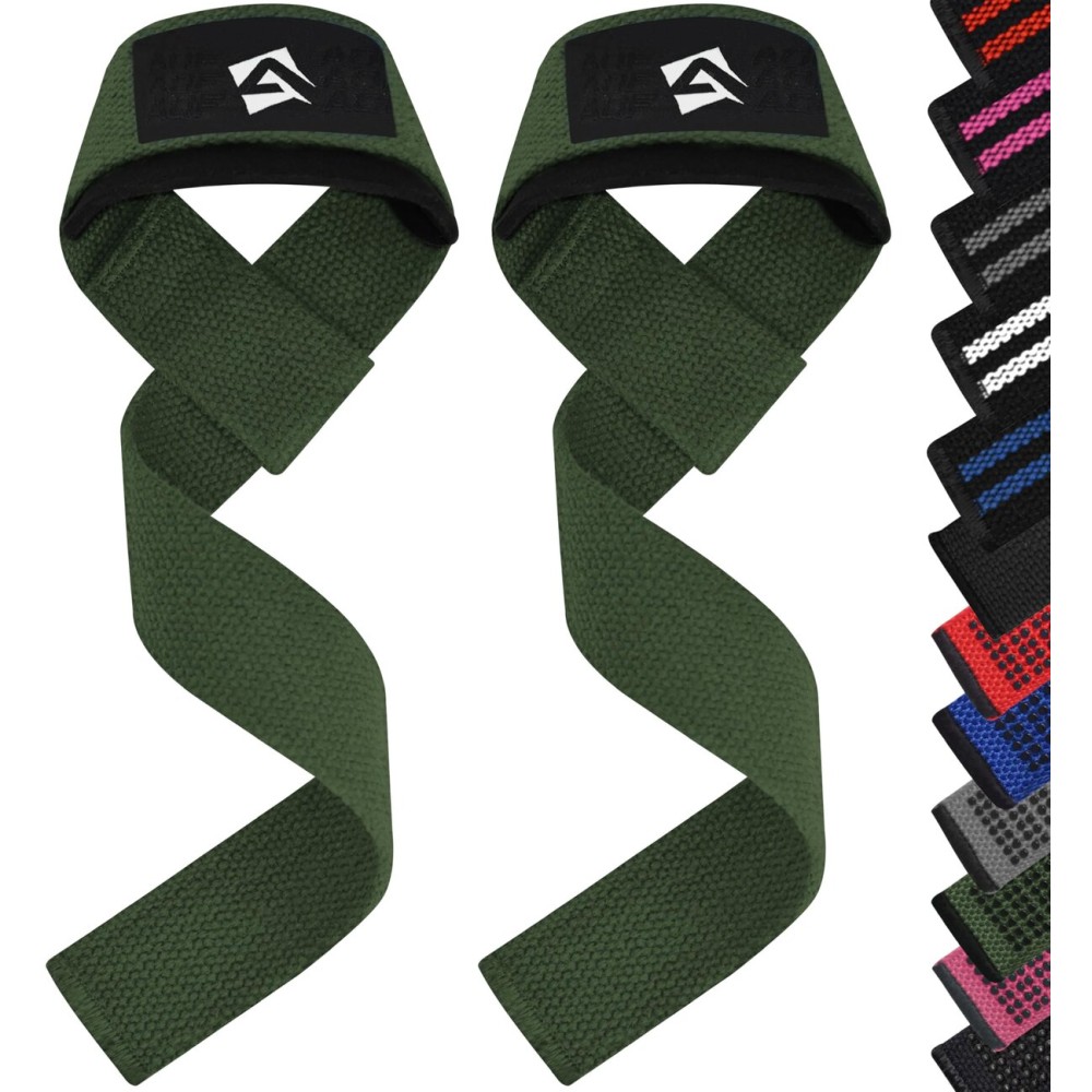 AQF Lifting Wrist Straps for Weightlifting, Powerlifting & Deadlifts - 23 Neoprene Padded Cotton Straps for Strength Training & Gym Workouts - Maximum Grip Support for Men & Women