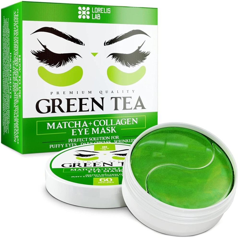 Under Eye Patches for Puffy Eyes, Dark Circles, Undereye Bags - Green Tea Skincare Treatment Mask for Wrinkles, Puffiness Reducer - Hyaluronic Acid, Collagen,Caffeine - Gifts for Women & Men - 60 Pads