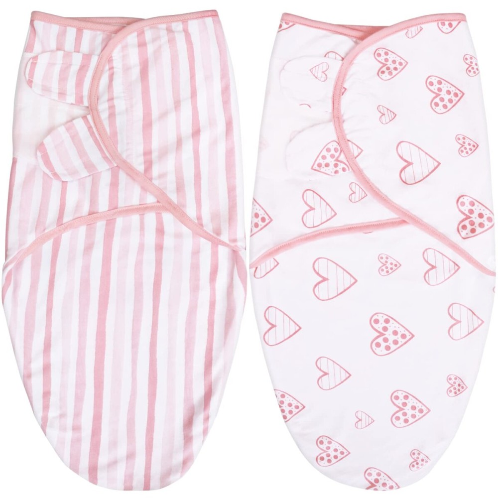 Biloban Swaddle Blankets for Baby Girl, Baby Swaddles 3-6 Months, Baby Swaddle Cotton, Newborn Swaddle, Baby Essentials, Lovely Pink Print, 2 Pack