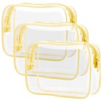 PACKISM Clear Toiletry Bag - 3 Pack TSA Approved Toiletry Bag Quart Size Bag, Travel Makeup Cosmetic Bag for Women Men, Carry on Airport Airline Compliant Bag, Yellow