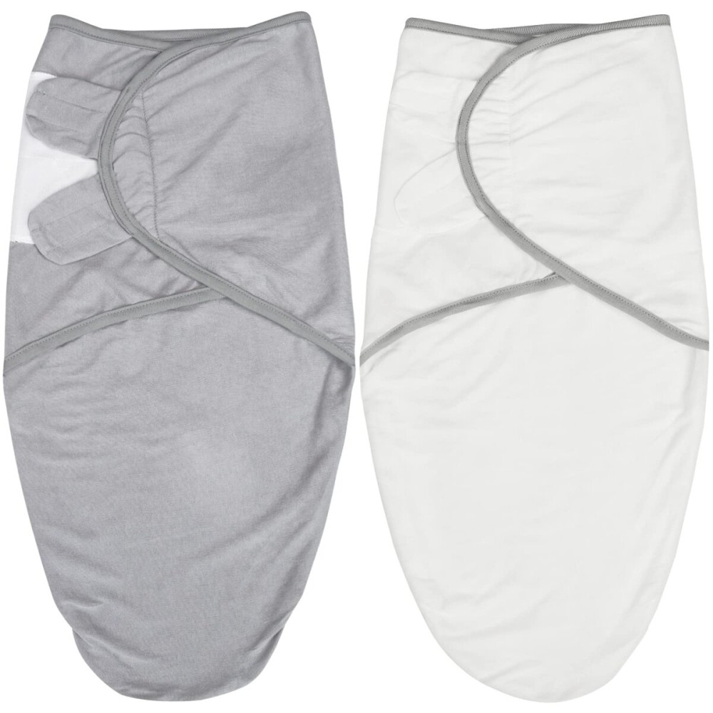 Biloban Baby Swaddle for Boys Girls, 3-6 Months, Cotton Blanket, Newborn Essentials, Grey & White, 2 Pack
