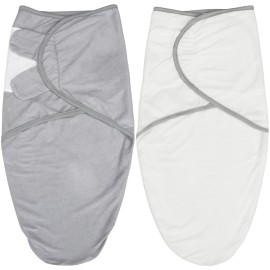 Biloban Baby Swaddle for Boys Girls, 3-6 Months, Cotton Blanket, Newborn Essentials, Grey & White, 2 Pack
