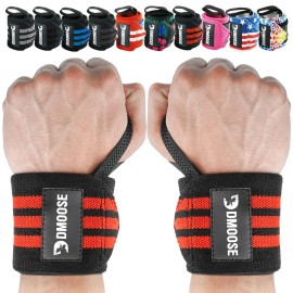 DMoose Fitness Wrist Wraps (IPL Approved) Avoid Injury & Maximize Grip with Thumb Loop, 18 or 12 Gym Wrist Wraps Pair, Wrist Wraps for Weightlifting Men, Wrist Brace for Working Out & Wrist Support