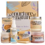 NURTURE BY NATURE Relax & Calm Christmas Gift Basket - Spa Gifts for Women with Bath Bomb, Hand Cream, Lavender Pillow Mist & Scented Candle - Stocking Stuffers, Holiday Gifts, Gifts for Mom