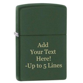 Zippo Lighter - Personalized Custom Message Engraved Windproof Classic Pocket Lighter Green Matte
