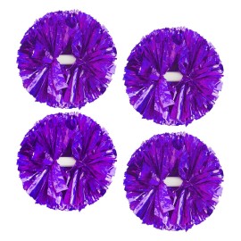 4Pcs Metallic Cheerleading Pom Poms, Creatiee 2 Pair Cheerleader Cheering Squad Pompoms for School Sports Dance Games Team Spirit Cheer (Purple)